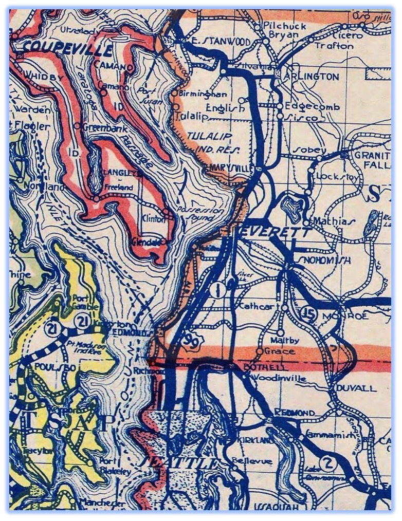 Department of Transportation Map 1933 — Courtesy of Washington State Library
